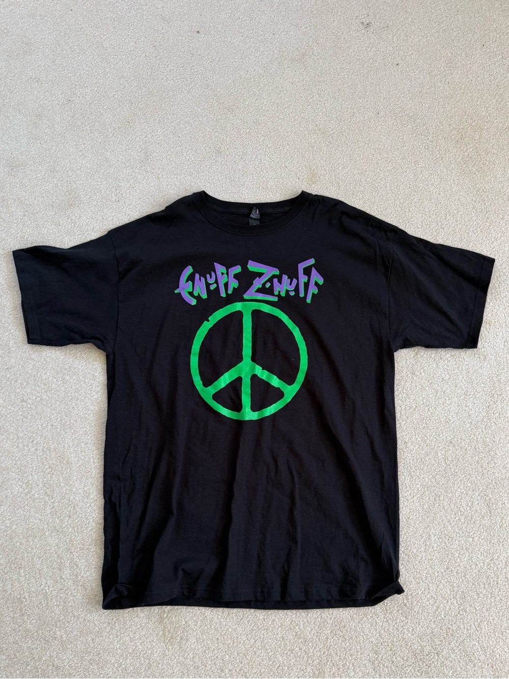 Black Graphic Tee with Green Peace Logo